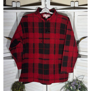 Vintage Y2K Lavon sport sweater black red tartan mock neck fleece men's sz M